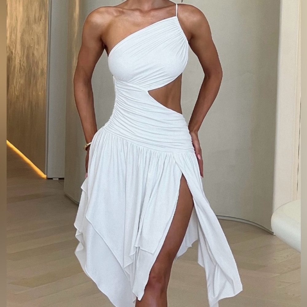 White midi dress